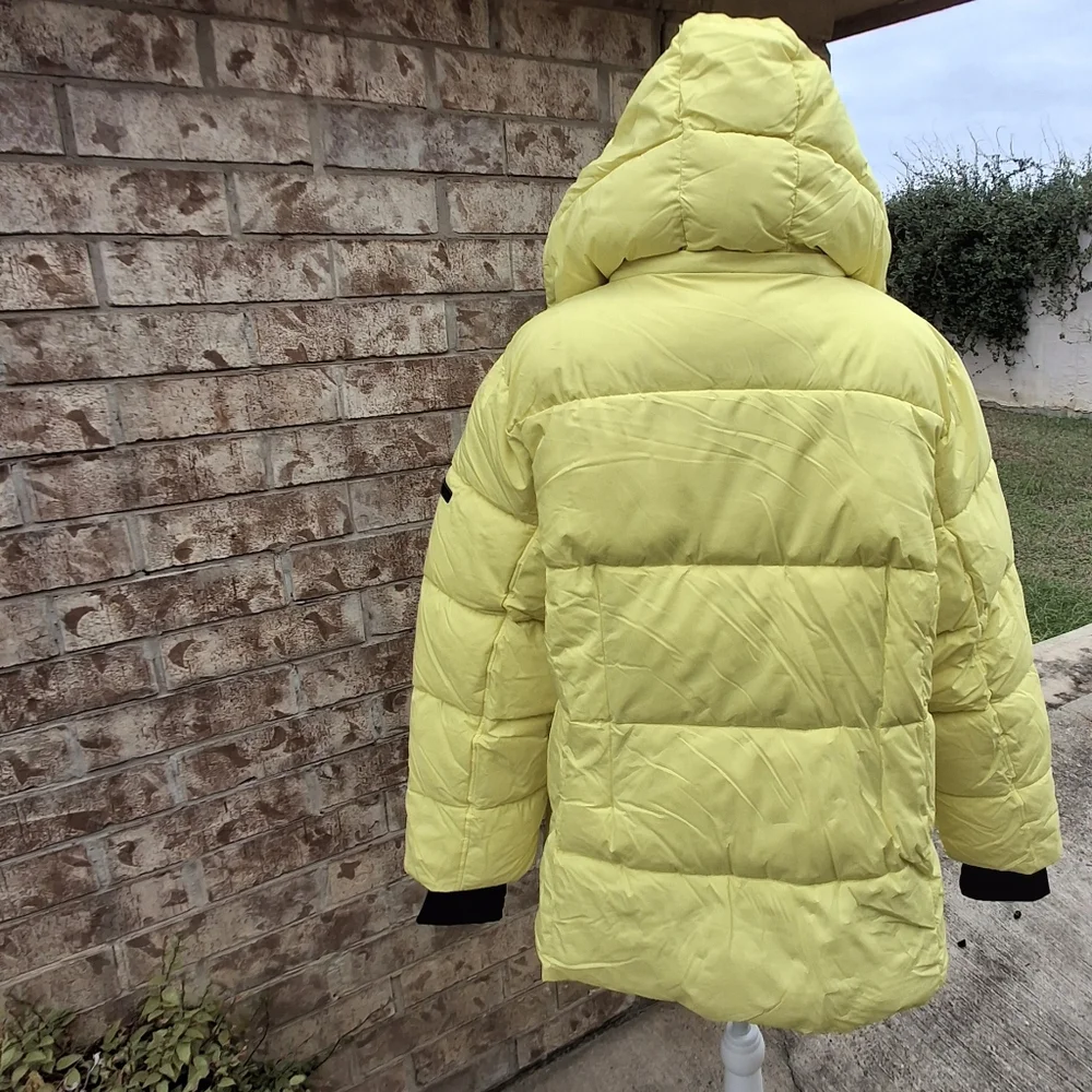 BCBGeneration Paris Puffer Jacket Hooded Yellow Full-Zip    Women Plus Size XXL - Picture 2 of 16